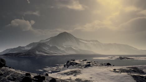 Mit-Eis-Bedeckte-Berge-In-Der-Antarktischen-Landschaft
